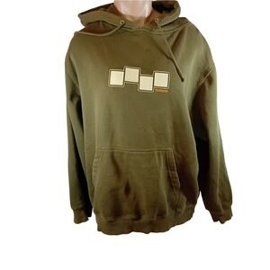 VTG Y2K Foursquare Hoodie Olive Snowboarding Skater Streetwear Golden Era M READ